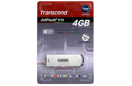 ФЛЕШ-Драйв TRANSCEND USB 4Gb V10 JetFlash [белый]